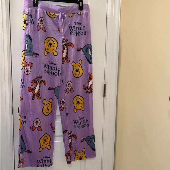 🆕 DISNEY Winnie the Pooh Lounge Pants Pajama Bottoms Purple Size Medium - Picture 3 of 11